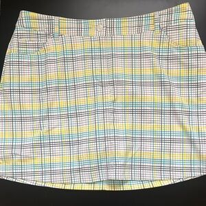 Slazenger Yellow /Teal / White Plaid Golf Skort Size 10
